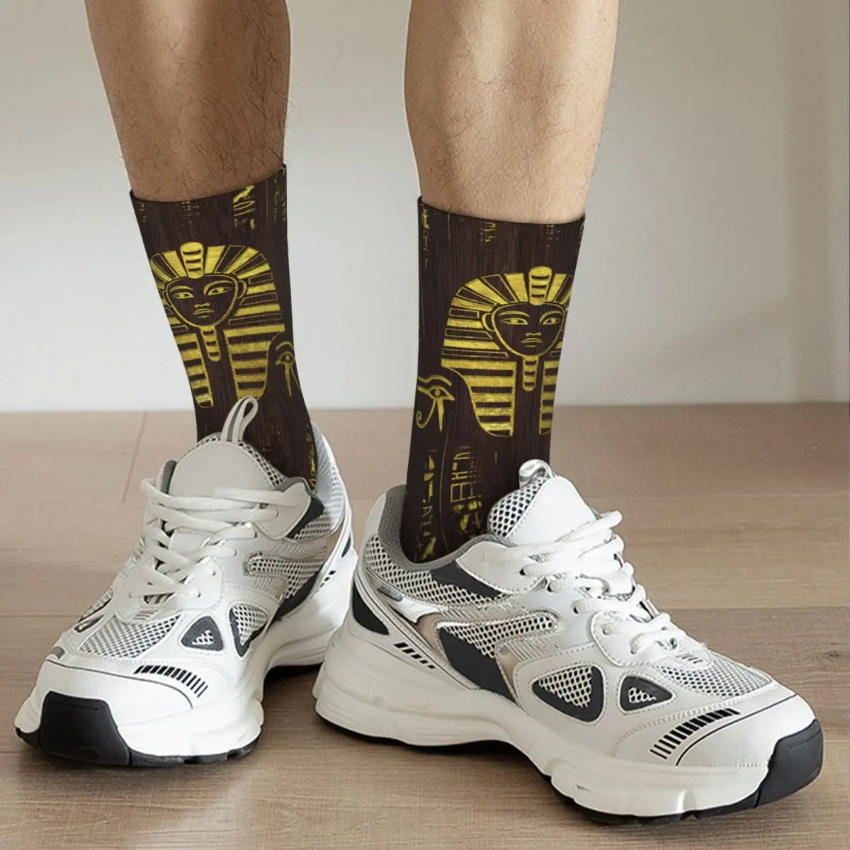 Golden Egyptian Sphinx And Hieroglyphics On Wood Adult Socks Unisex socks,men Socks women Socks golden egyptian hieroglyphics adult socks unisex socks men socks women socks