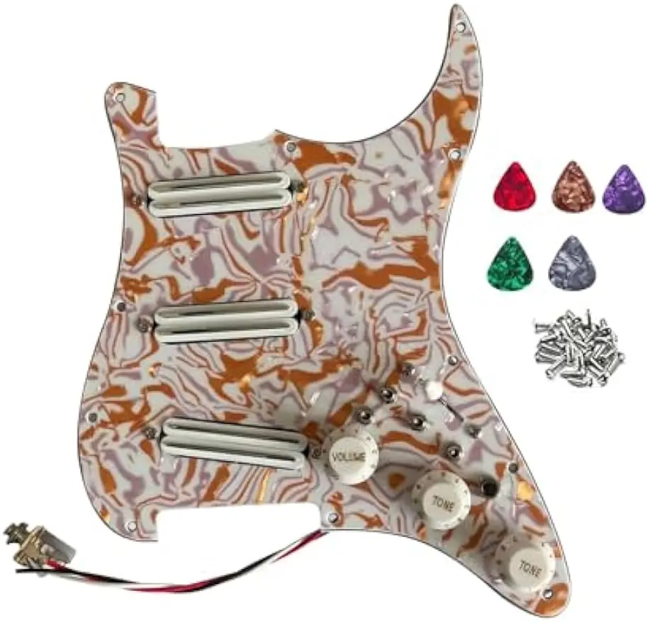 

SSS Prewired Pickguard High Output Dual Hot Rail Pickup, 4 Single Cut Switch Coil Split Toggle,with Fit for ST Style Guitars