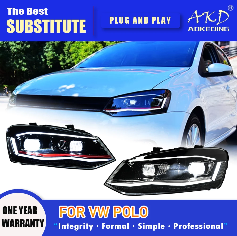 

AKD Head Lamp for VW Polo LED Headlight 2011-2018 Headlights POLO DRL Turn Signal High Beam Angel Eye Projector Lens