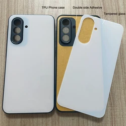 Enhanced TPU + Blank Tempered Glass for Sublimation Heat Transfer Mobile Phone Cases (Black)