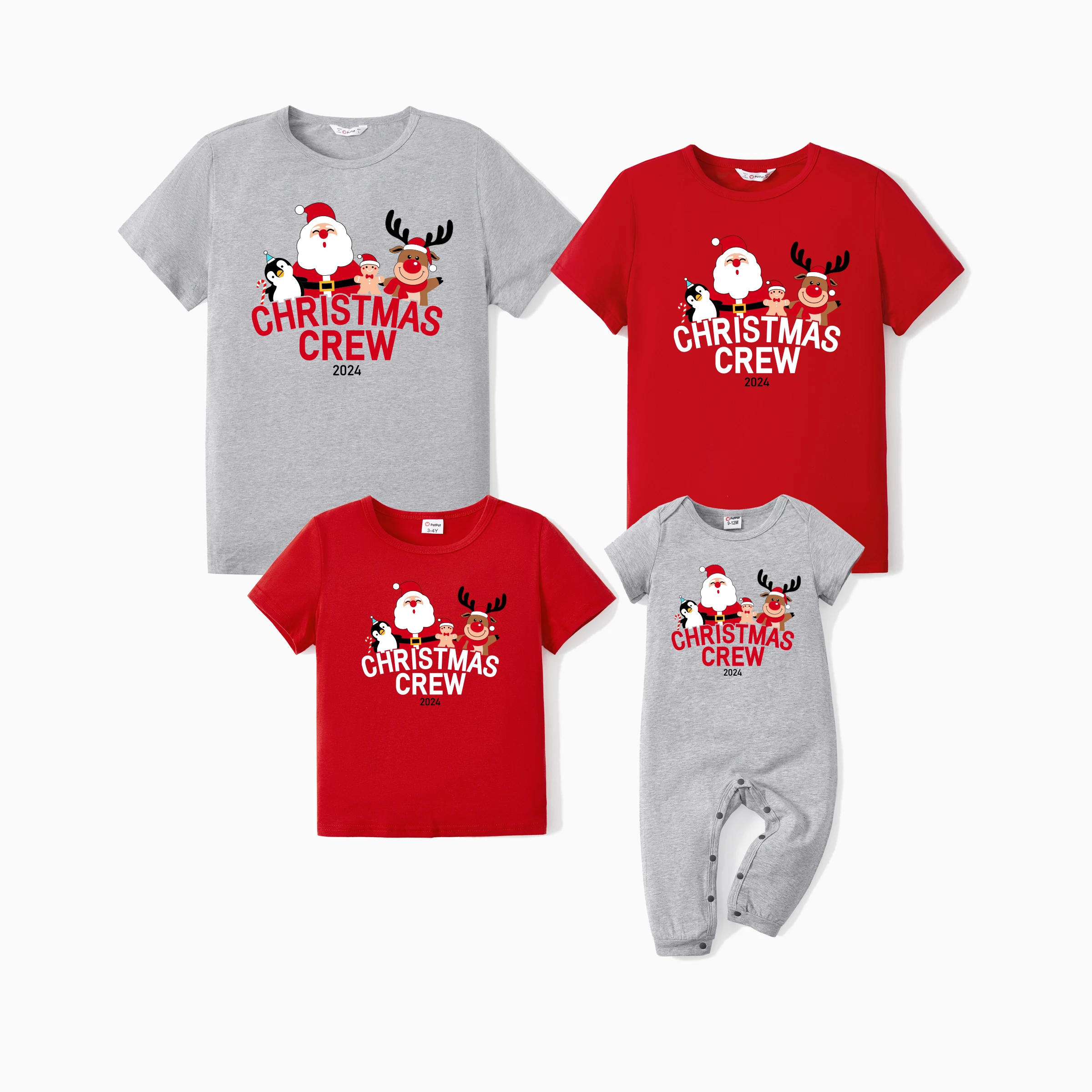 thumbnail image 2 of Camisetas navideñas de manga corta con diseño de Papá Noel y cuello redondo a juego para toda la familia de PatPat, 2 of 5