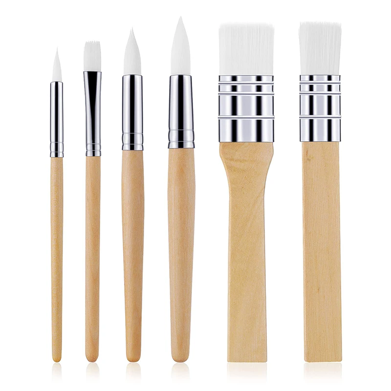 6pcs Wooden Paint Brush Set Acrylic Painting Brushes Kit Artist Paintbrushes for Oil Watercolor Canvas DIY Arts Crafts Supplies anti crack eco friendly fabulous arts watercolor paint brush crafts supplies