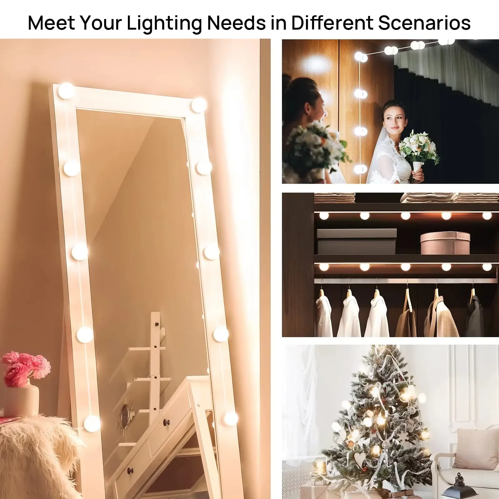 LED Makeup Mirror Light Bulbs USB Charging Vanity Makeup Mirror Lights Bathroom Dressing Table Lighting Dimmable