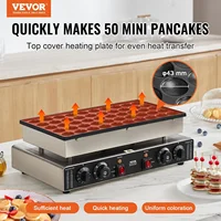 110V Mini Dutch Pancake Baker, 50PCS 1700W Commercial Electric Nonstick Waffle Maker Machine, 1.8 Inches Pancake Maker with 2 Th 2