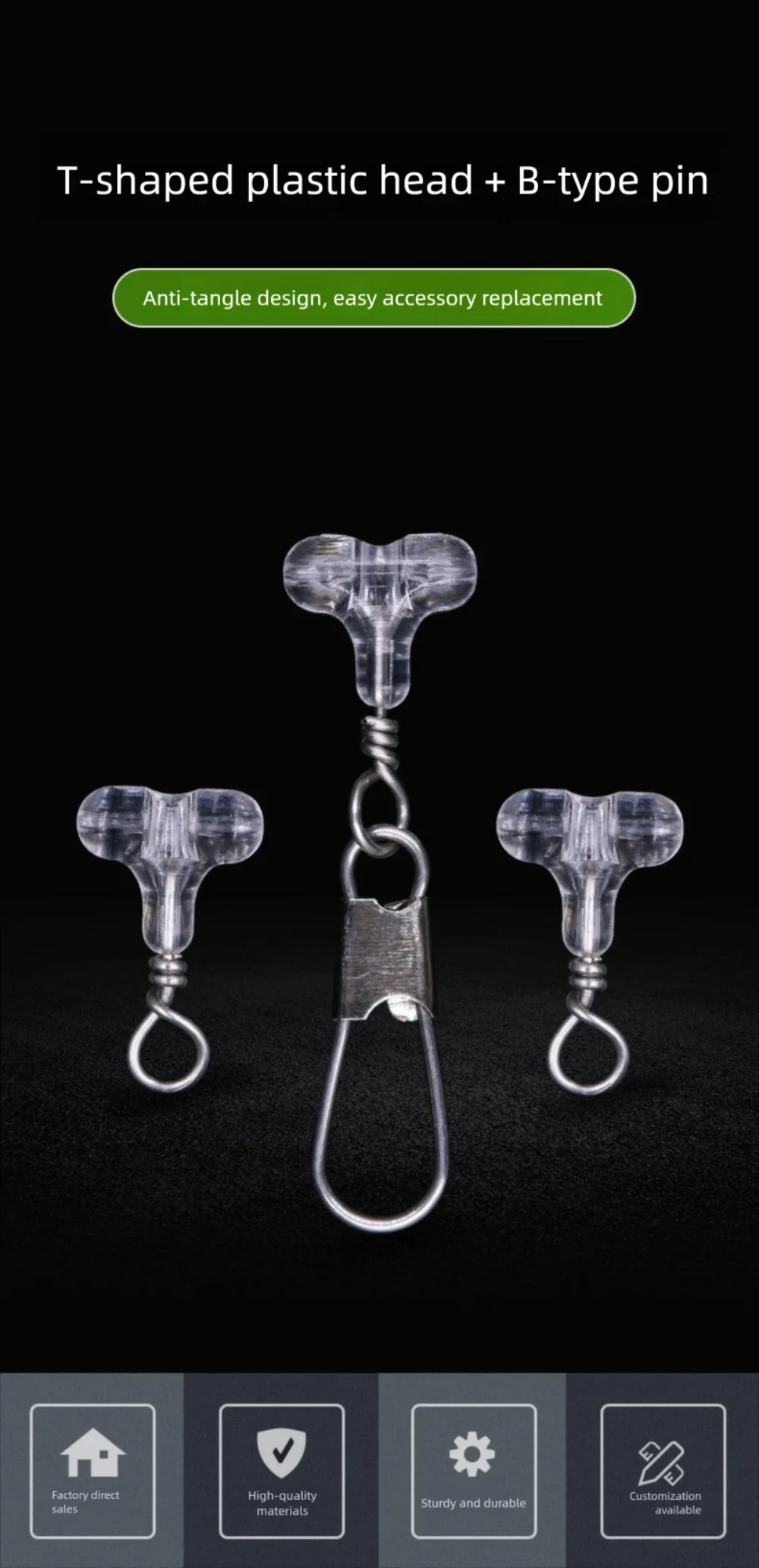 30 stücke Stecker Transparent Angeln Perlen Oval Klar 3 Weg Stecker Doppel Kreuz Loch Sabiki Rig Süßwasser Angeln – Detail 2