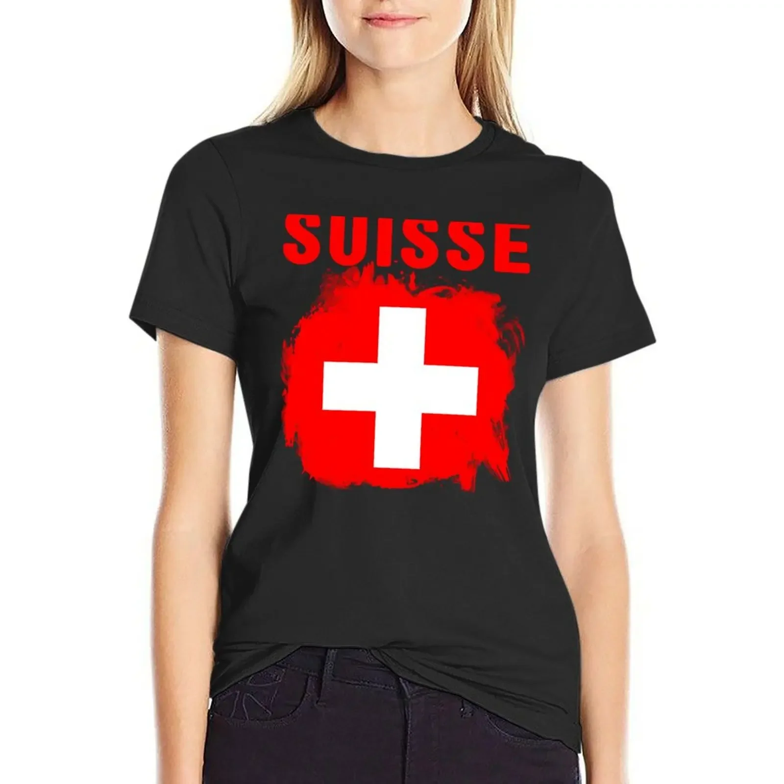 

Suisse le Suisse T-shirt funny kawaii clothes cropped t shirts for Women