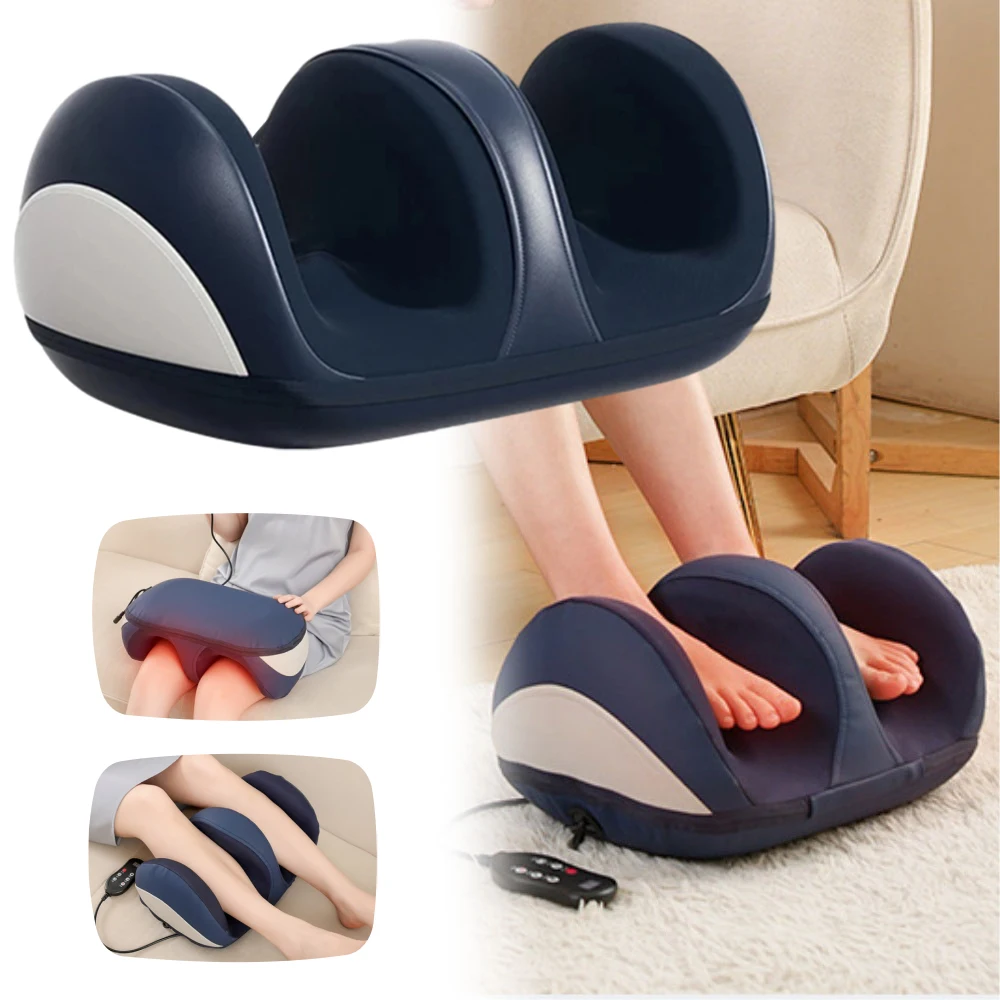 Super Big Electric Foot Leg Massager Deep Tissue Shiatsu Kneading Relax Heated Roller Calf Relieve Stress Care Foot Machine Tool