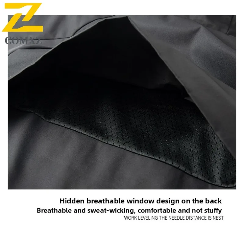 COMXZ Men Outdoor Jacket Versatile Hooded Mountaineering Windproof Motorcycle Jacket Casual Daily Wear Style Autumn Zipper Coat