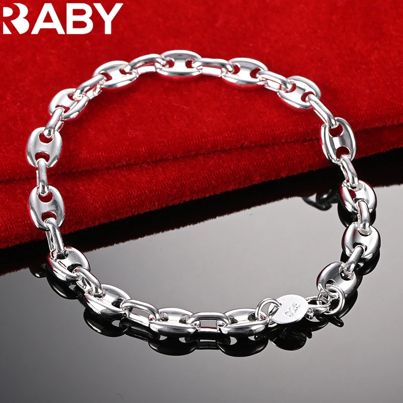 

URBABY 925 Sterling Silver Bracelet For Women Men Pig Nose Chain Bracelets Fashion Design Fine Jewelry Christmas Gift