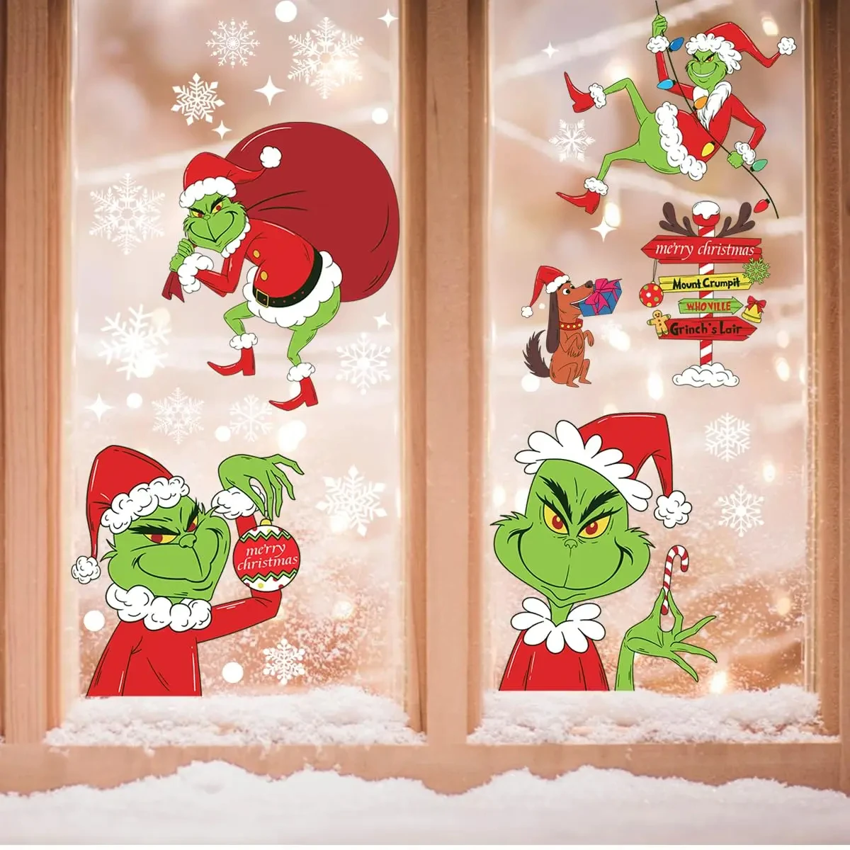 New Year Wall Sticker Kids Room Wall Decals Merry Christmas Decorations For Home Stickers 9 Sheets Grinch Window Stickers