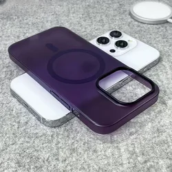 Ultra Thin Matte Magnetic Wireless Charging Clear Case - Shockproof Hard PC Cover for 17Pro (Purple)