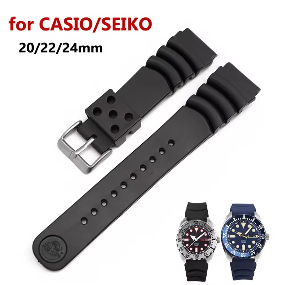 Silicone Sport Waterproof Watch Band, 20mm & 22mm