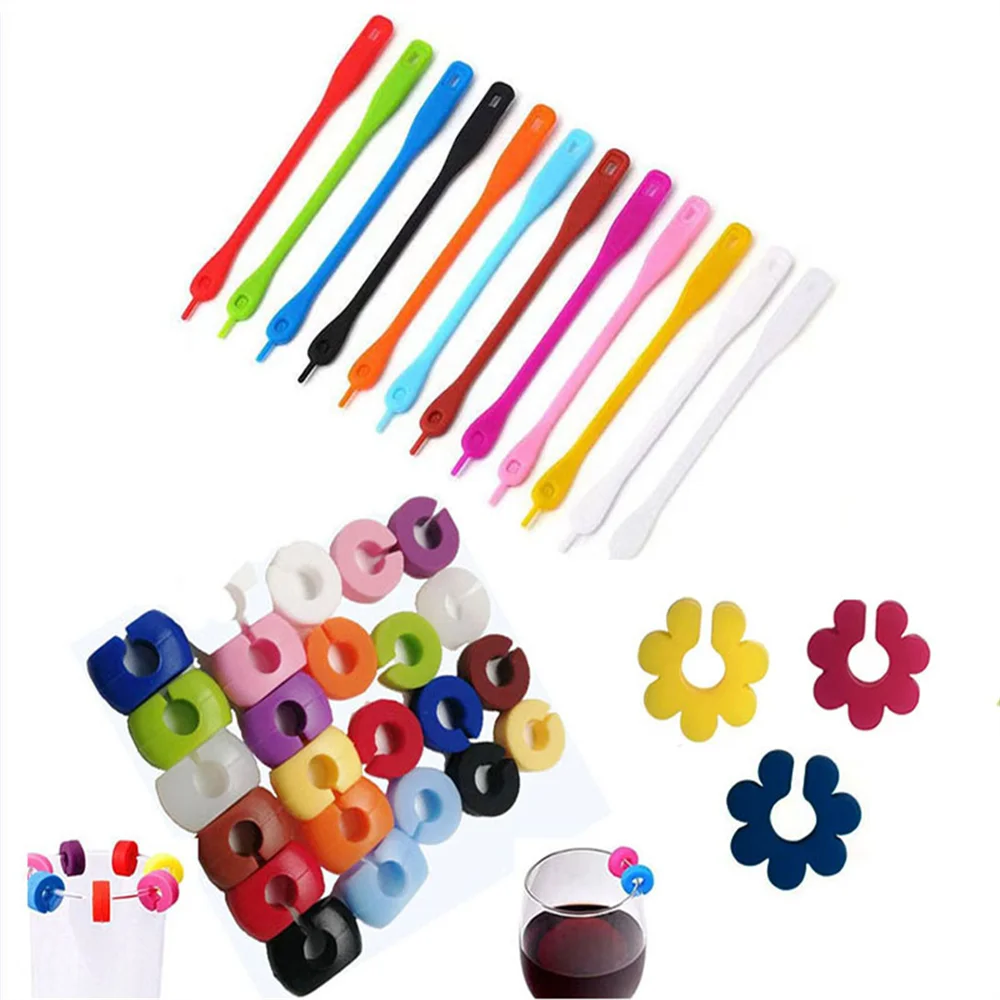 Description Picture 4 of item12/24PCS Creative Silicone Red Wine Glass Marker Drinking Glass Identification Cup Labels Tag Signs For Party Labeling Supplies