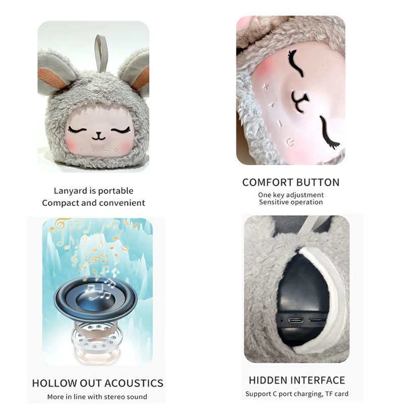 Mini Cute Animal Bluetooth Speaker Plush Rabbit Hifi Sound Loudspeaker Soundbar Wireless MP3 Music Player Support TWS TF Card
