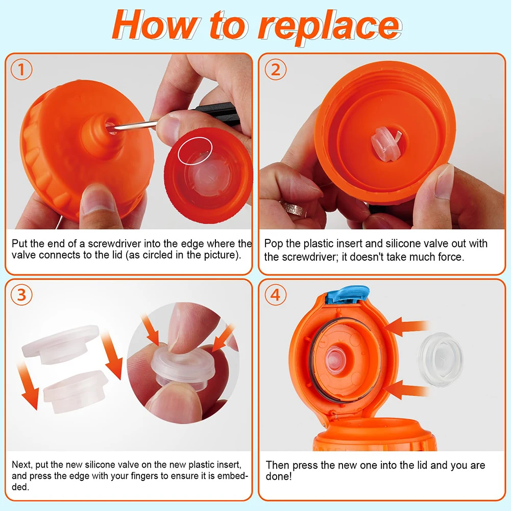 6 Pack Dispensing Valves Silicone Valve Plastic Insert Screwdriver Accessories No Leak for Gatorade Gx Water Bottle