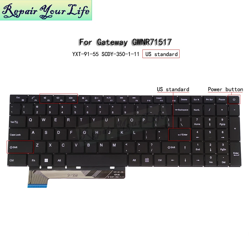 Teclado Portátil Latino e Espanhol Gateway Ultra Slim Gwnr71517 15.6 Eua Padrão Inglês Yxt-9155 Scdy3501-11 - Imagem 3