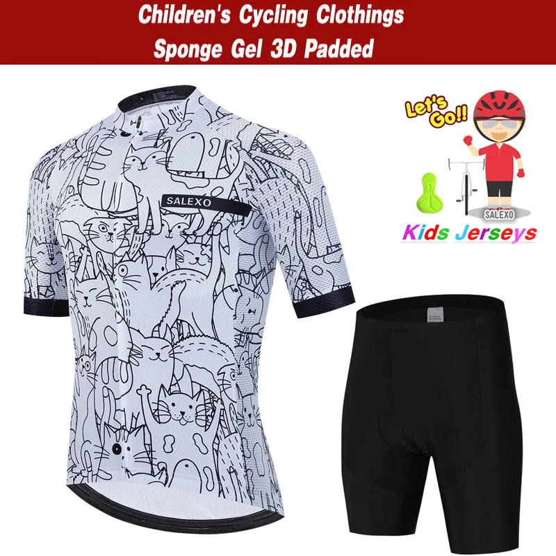 Kids Cycling Jersey Set BOY Summer Short Sleeve Breathable MTB Bike Cycling Clothing Children's Cute Cartoon Uniform Suit
