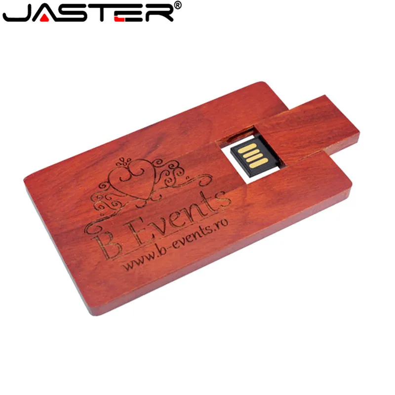 JASTER USB 플래시 드라이브 2.0 무료 로고 대나무 붉은 나무 조각 Pendrive 4GB 8GB 16G 32GB 64GB 나무 카드 모델 USB 메모리 스틱