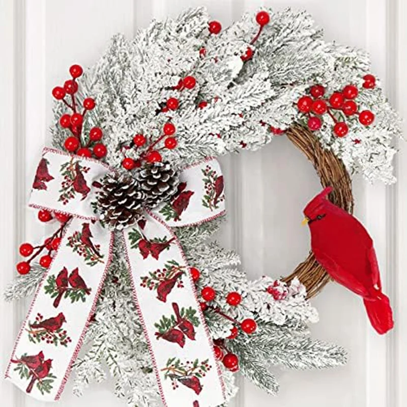 

Christma Decorations - Christmas Wreaths For Front Door - Cardinal Decor For Holiday Home Wall Window Indoor