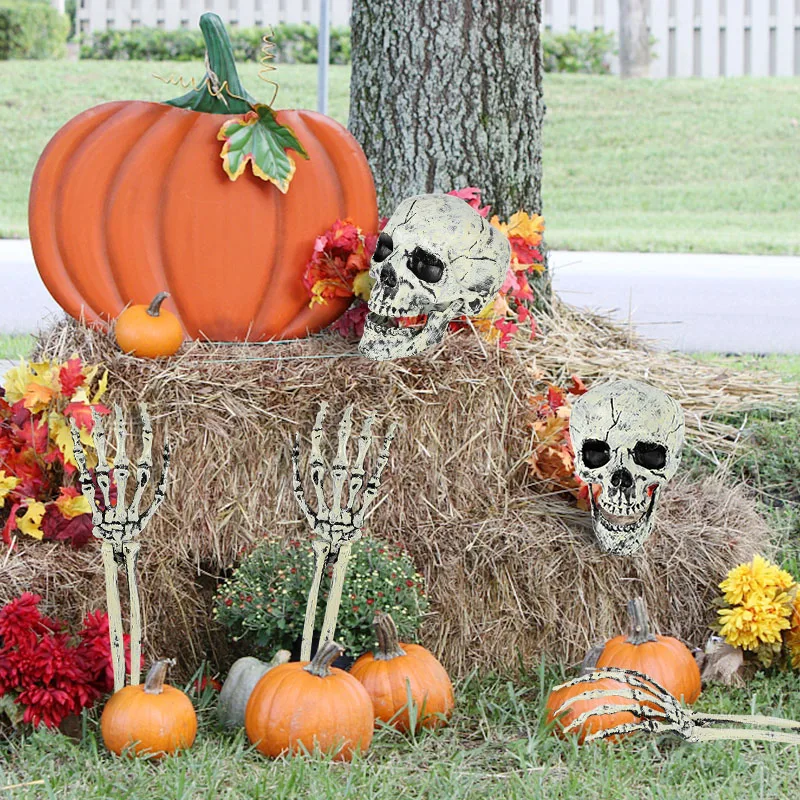 

Украшение на Хэллоуин, имитация черепа, ручной кости, дом с привидениями, реквизит для ужасов, украшение для сада, газона, украшение для бара, украшение черепа с ужасами