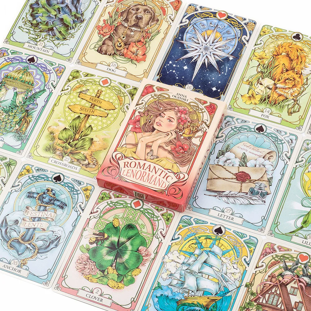 Cards 37Pcs Romatic Lenormand Tarot Deck Full English Version Oracles Deck For Girl Board Games 10.2*7.2Cm
