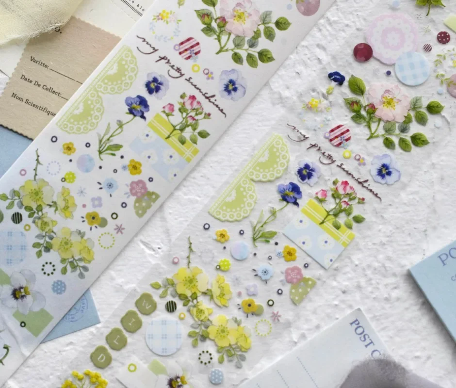 

10M/5M Charming Multiflora Rose PET Washi Tapes Craft Supplies DIY Scrapbooking Card Making Decor Plan Sticker