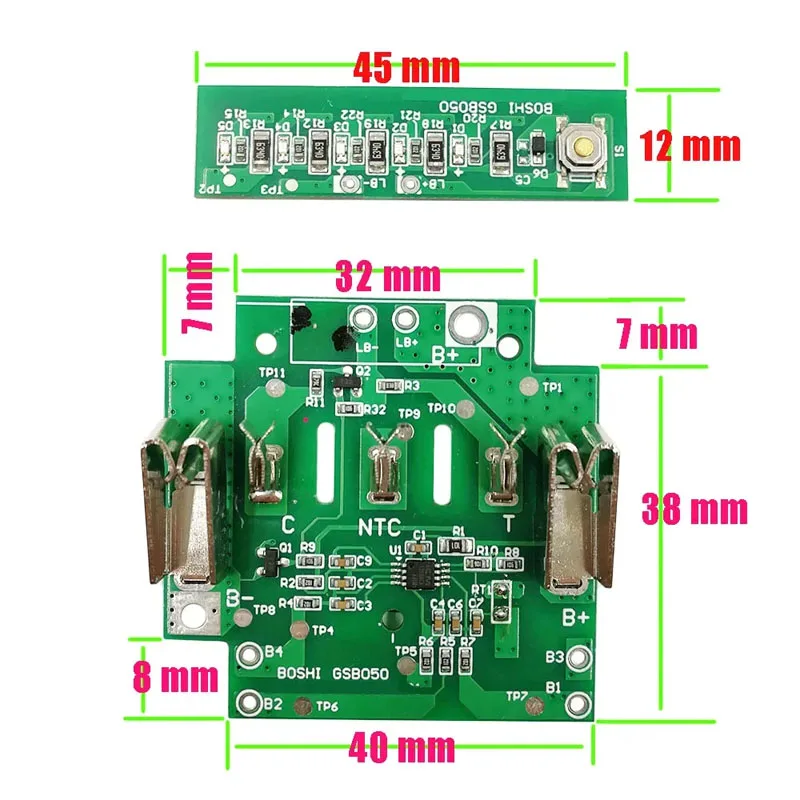 21700 BAT618 리튬 이온 배터리 플라스틱 케이스 BMS PCBA 충전 보호 회로 기판 쉘 Bosch 18V BAT610 BAT618G BOX 용