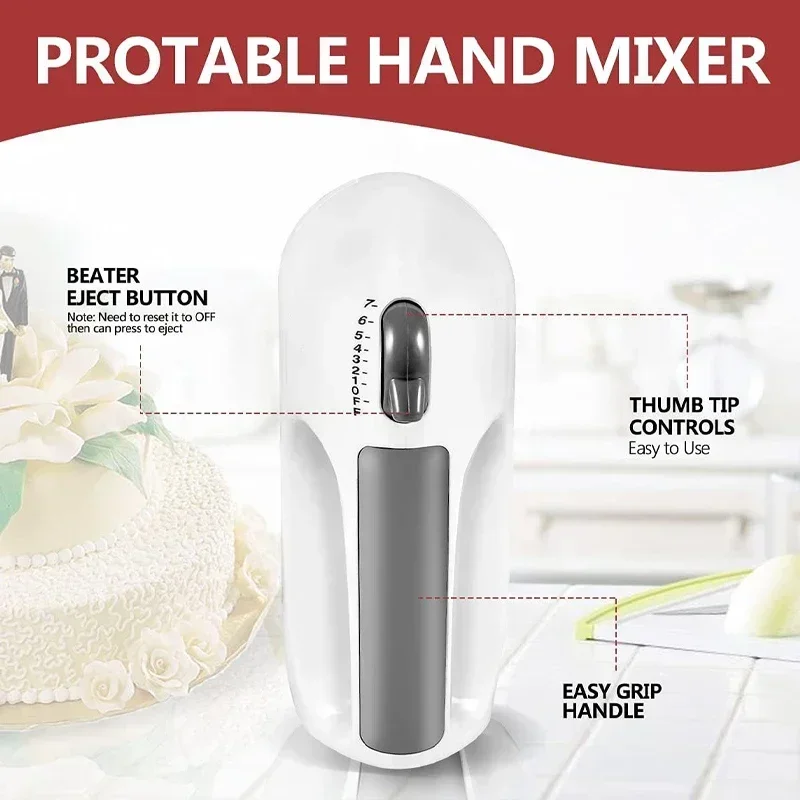 Handmixer Electric Handheld Speed Portable Kitchen Mixer Electric Food Beater Whipping Mixing Cookies Cakes Eggs Dough 110V-220V