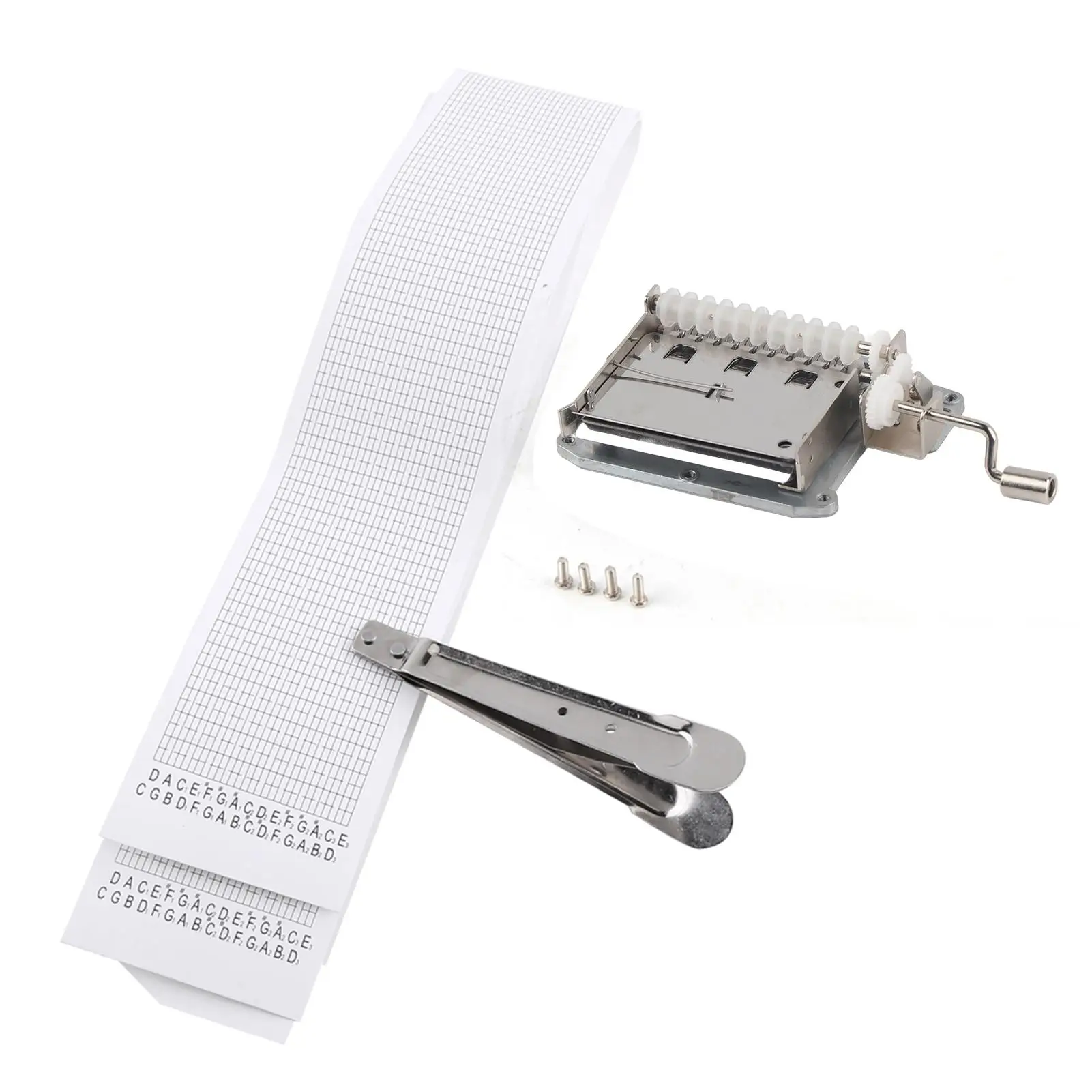 DIY 30-Note Hand Crank Music Box Movement Kit-Zinc Alloy & Paper Strips for Songs