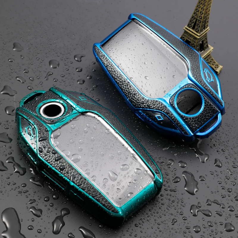 TPU 가죽 LED 디스플레이 자동차 키 케이스 커버, BMW 5 7 시리즈 G01 X3 G02 X4 G05 X5 G07 X7 G12 G11 G30 G32 G31 i8 I12 I15 자동차 가방