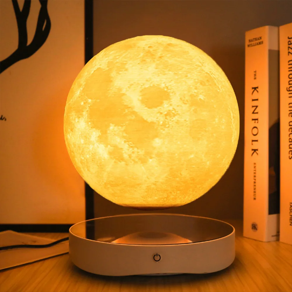 

Creative Novelty 3D Magnetic Levitation Moon Lamp Rotatating Floating 8inch Mood Light For Festival Holiday Gift Bedroom Decor