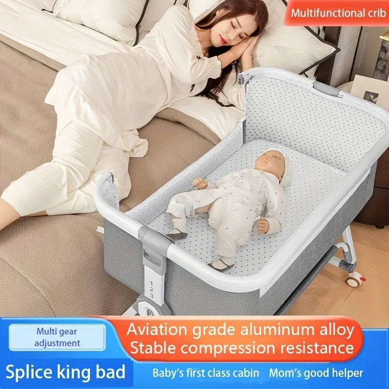 Baby Crib Foldable Height Adjustable