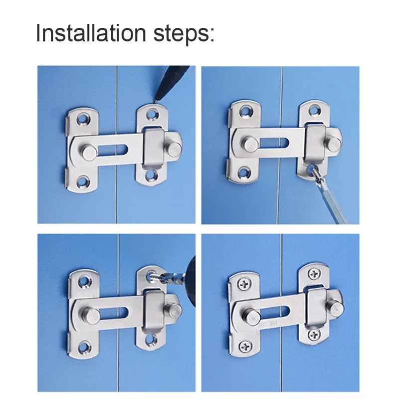 Door Latch Door Lock Cylinder Door Lock Guard Latch Bolt 90 180 Degree Stainless Steel Toggle Latch Sliding Barn Door Lock Black Iron Right Angle Barn