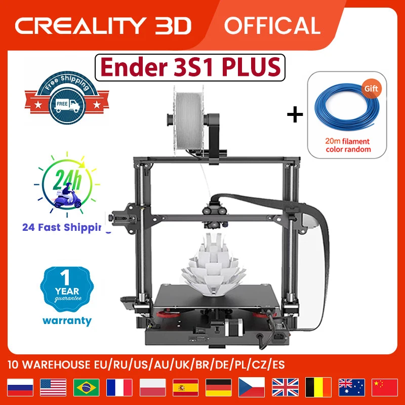 

Creality 3D Printer Ender-3 S1 PLUS 300*300*300mm Build Volume with CR Touch Auto-leveling Sprite Direct Extruder 32 Bit Silent