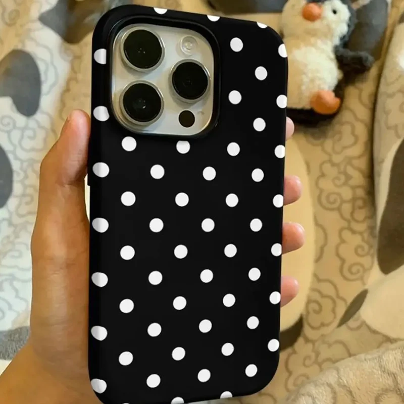 Minimalist White Polka Dots Shockproof Phone Case