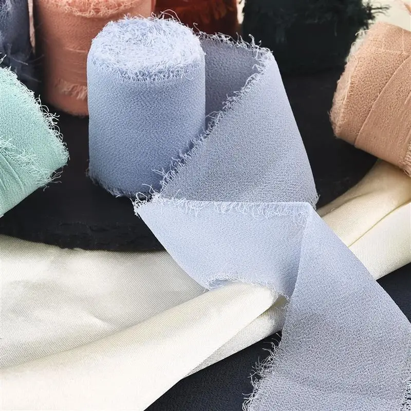 Satin Ribbons Ribbon Supplies Wrapping Ribbon Chiffon Silk Ribbon Satin Ribbon Chiffon Ribbon 5M Handmade Frayed Edged Wrinkle Satin Chiffon Silk Ribbon Wedding Invitation Wrapping Bouquet Silk Ribbon Birthday Party Gift