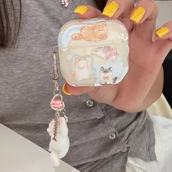 Cute Cat Cartoon Earphone Case - Wavy Shell Design - AirPods 3 (Cat)