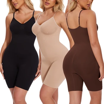 New Bodysuit Shapewear Women Tank Top Tummy Control Full Body Shaper Anti Chafing Shorts Slimming Waist Trainer Butt Lifter 1
