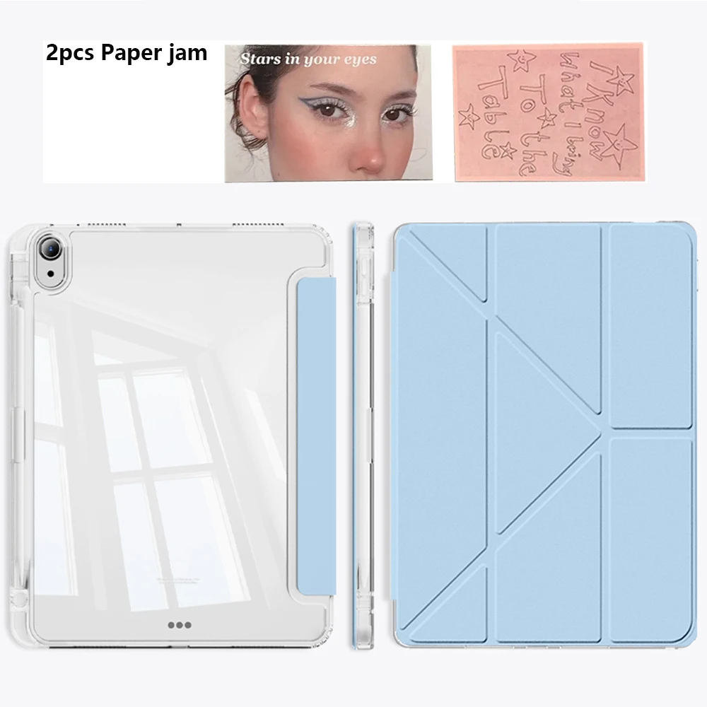 Ultimate iPad Case with Pencil Holder & Y-Fold Stand - Clear Hard Back & Shockproof Frame