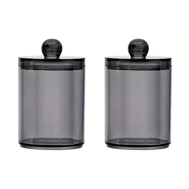 1 Pcs Cotton Swab Organizer Storage Bamboo Cover Acrylic Round Organizer Makeup Storage Box Container Organizadores 4