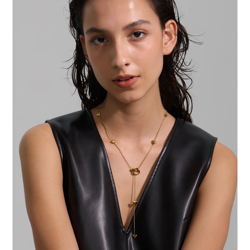 Yhpup Stainless Steel Removable Heart Chain Necklace for Women