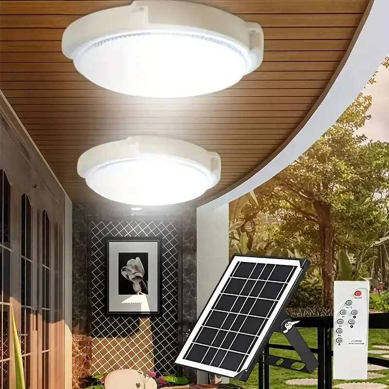 54LEDs Solar Ceiling Light Solar Powered Indoor/Outdoor Pendant Light with Remote Control for Outdoor Garden Corridor Lighting