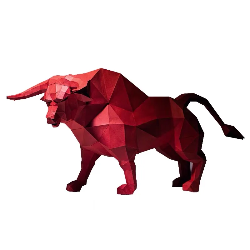3D Paper Model Paper Jigsaw Puzzle 80CM Long Good Luck Bull Cow Home Decor 3D Paper Model Hand Made DIY Papercraft Origami Art Toys