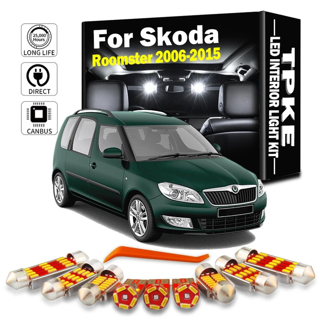TPKE 11Pcs LED Interior Map Dome Light Kit For Skoda Roomster 2006