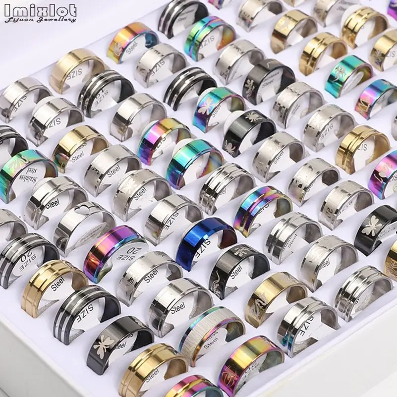 Wholesale 10pcs/lot Mix Style Fashion Stainless Steel Rings For Women