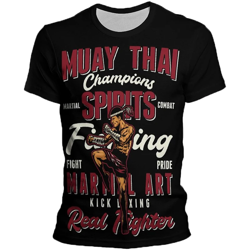 

3D Muay Thai Printed T Shirt for Men Boxing Sports T-shirt Womens Clothing Oversized Gym Boxer Short Sleeve Summer Kids Tops Tee