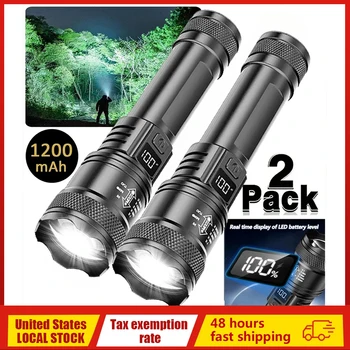 100000LM Super Bright Rechargeable LED Flashlight – Long Range Tactical Torch for Outdoor Camping & Waterproof Use 1
