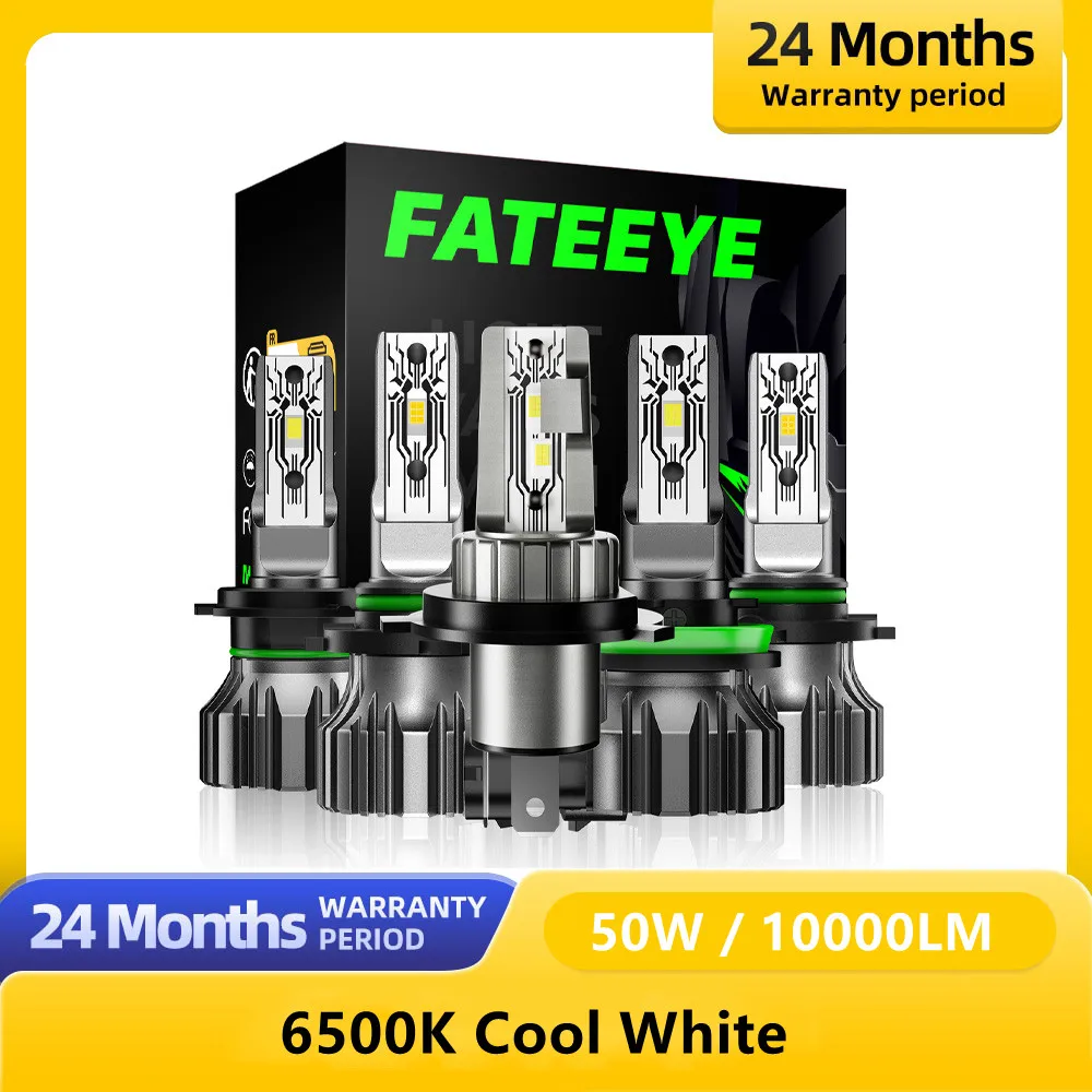 Фары головного света Fateeye F1, H7, для автомобиля, H4, лампы головного света, H4, H11, H1, 9005, HB3, 9006, HB4, 12 В, лампы головного света, противотуманные, 6500K, 50 Вт, лм