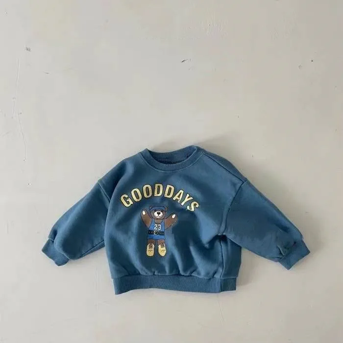 Autumn Baby Cartoon Bear T-shirt Newborn Boy Girl Letter Print Casual Tops Infant Fashion Long Sleeve Tees Toddler Cotton Tshirt