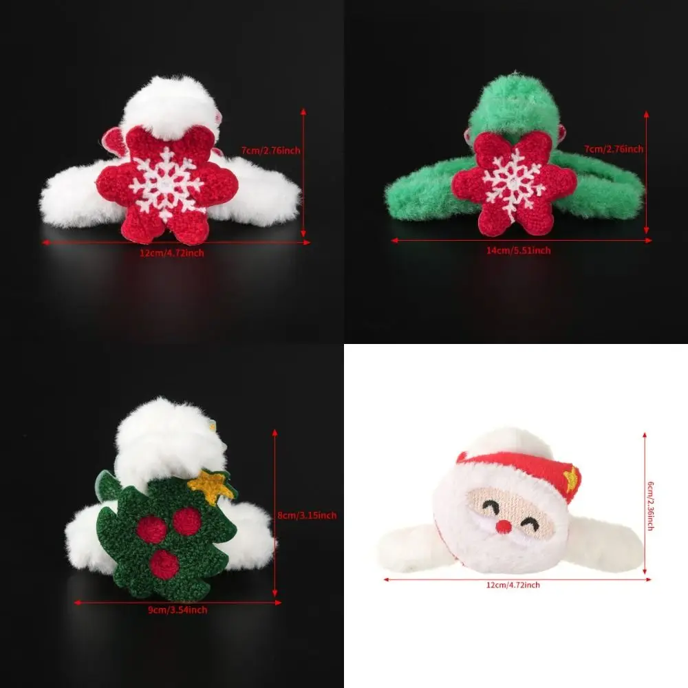 Xmas Headwear Christmas Plush Hair Clip Christmas Tree Shark Clip Santa Claus Grab Clip Cartoon Hair Jewelry Snowflake Hair Claw